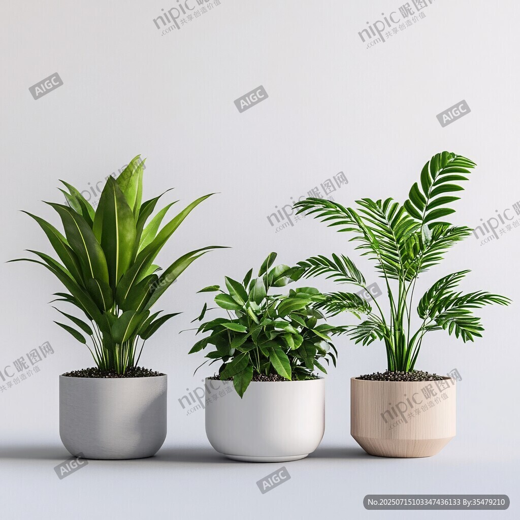 三盆綠植簡(jiǎn)約清新擺拍