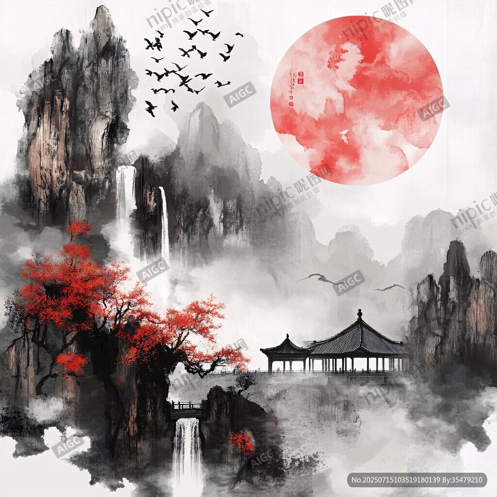 水墨山水間的詩意景致