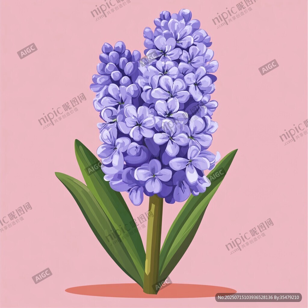 紫色風(fēng)信子插畫花朵特寫