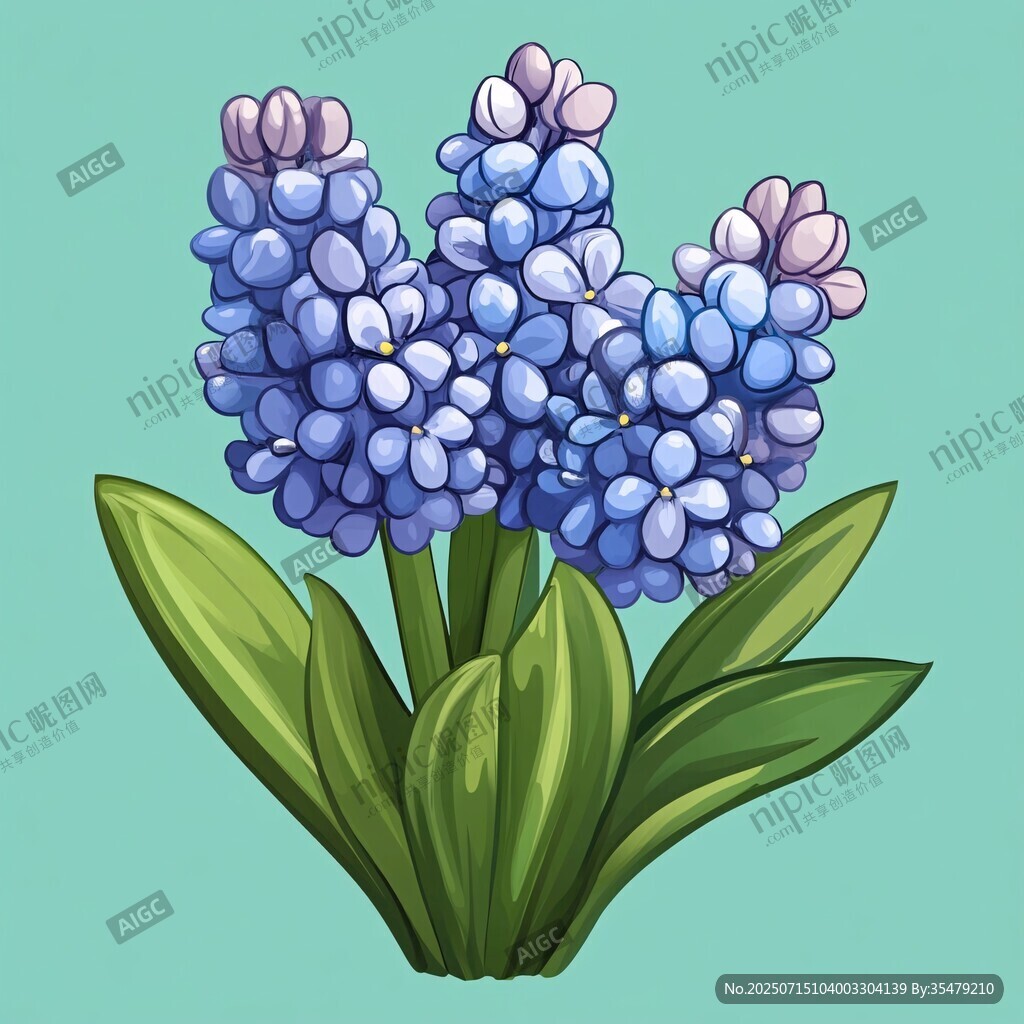 藍(lán)色風(fēng)信子插畫花卉圖