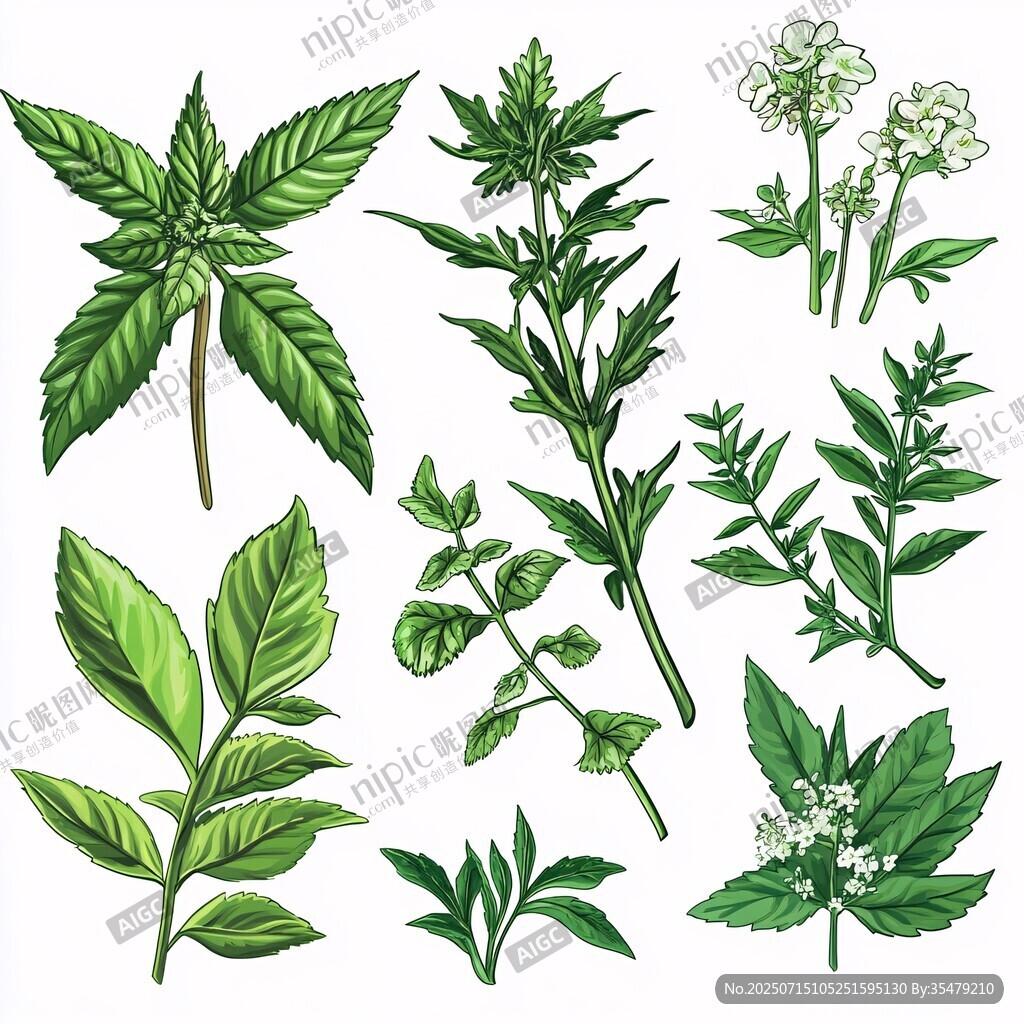 手繪清新香草植物集合