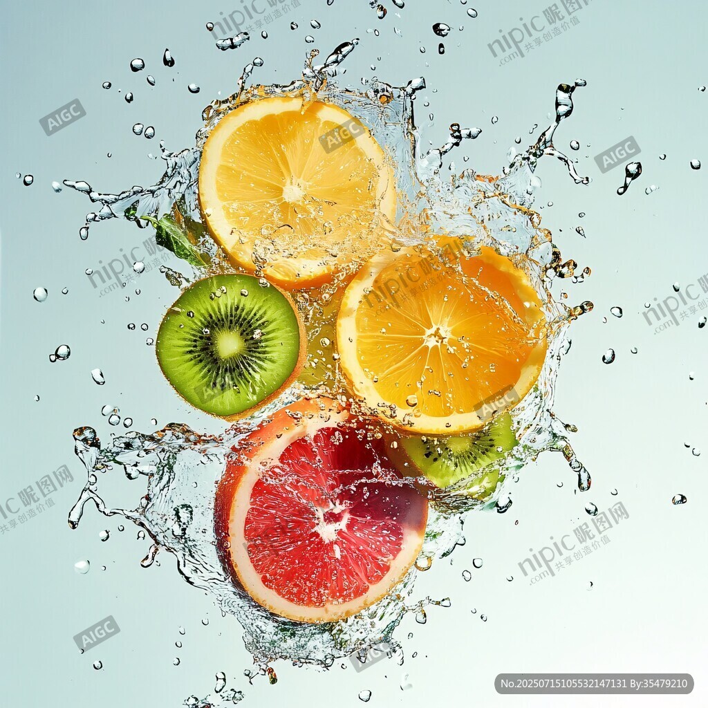 水果飛濺的清新瞬間
