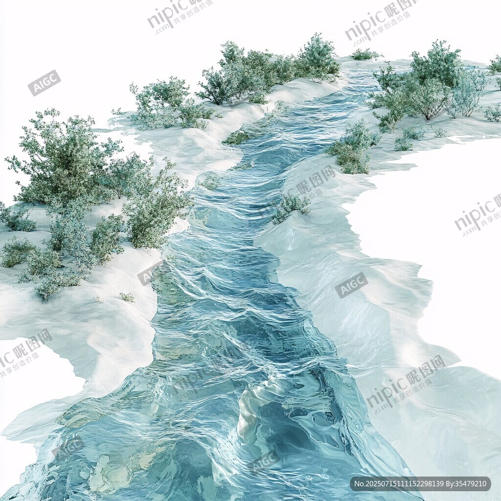潺潺溪流伴岸邊綠植