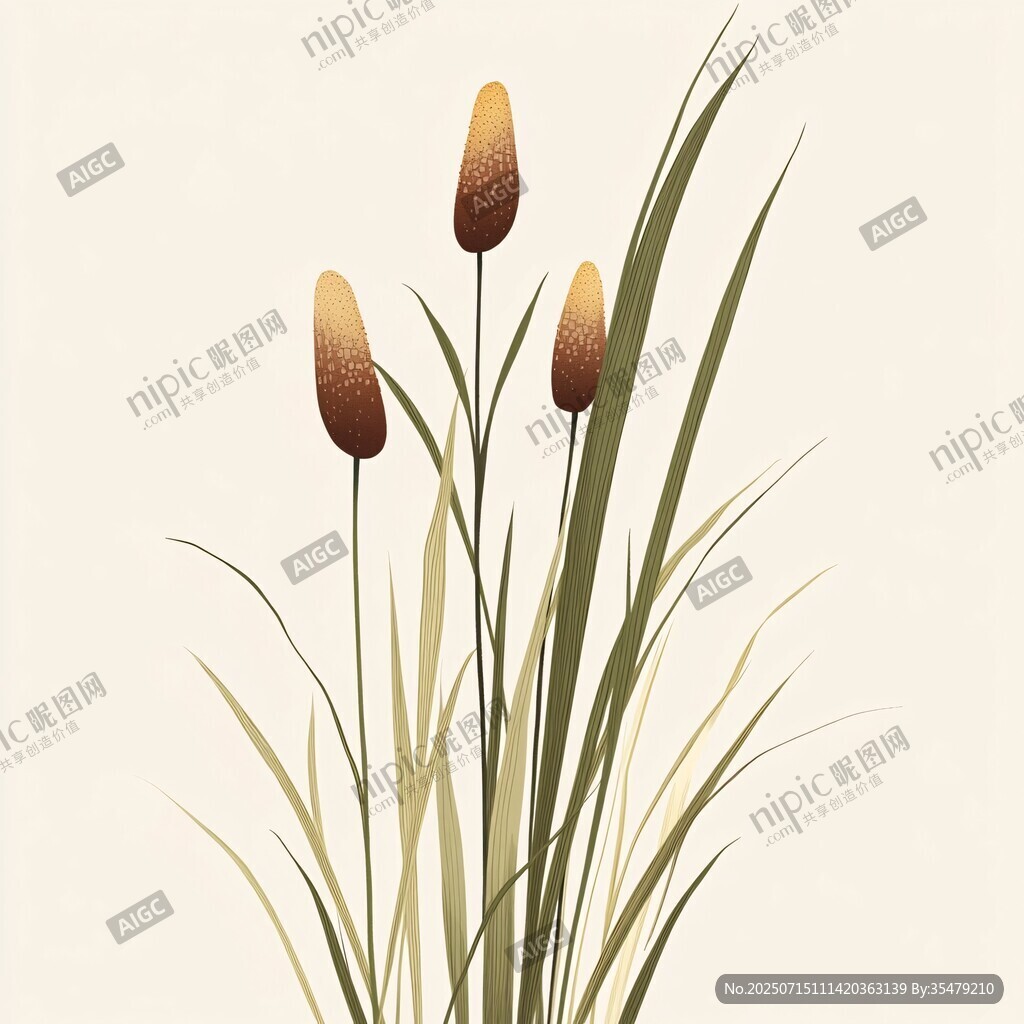 簡約風(fēng)草穗插畫