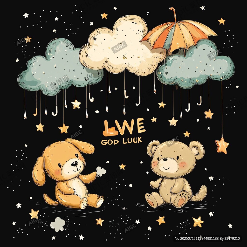 雨中萌寵 小狗小熊的溫馨時刻