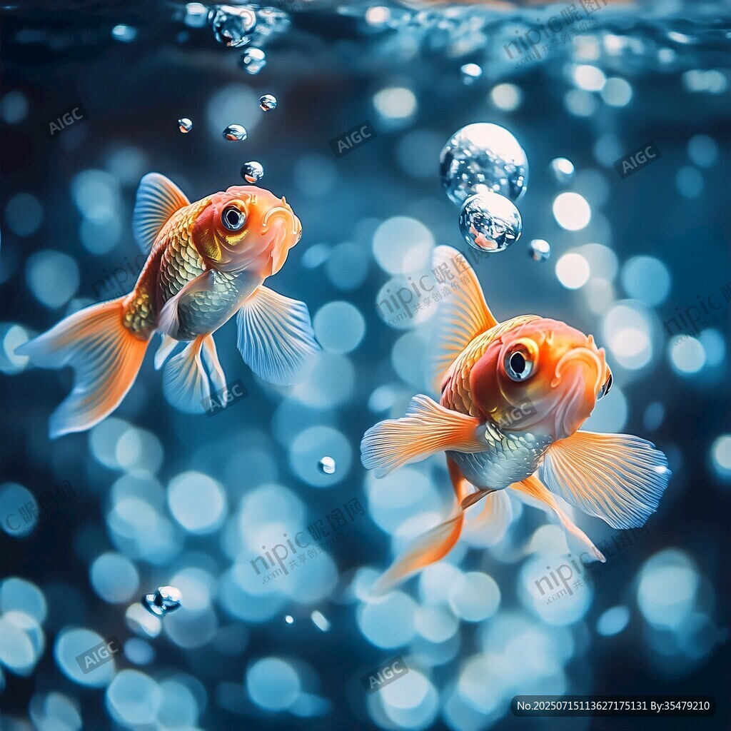 水中雙金魚 靈動(dòng)泡泡伴