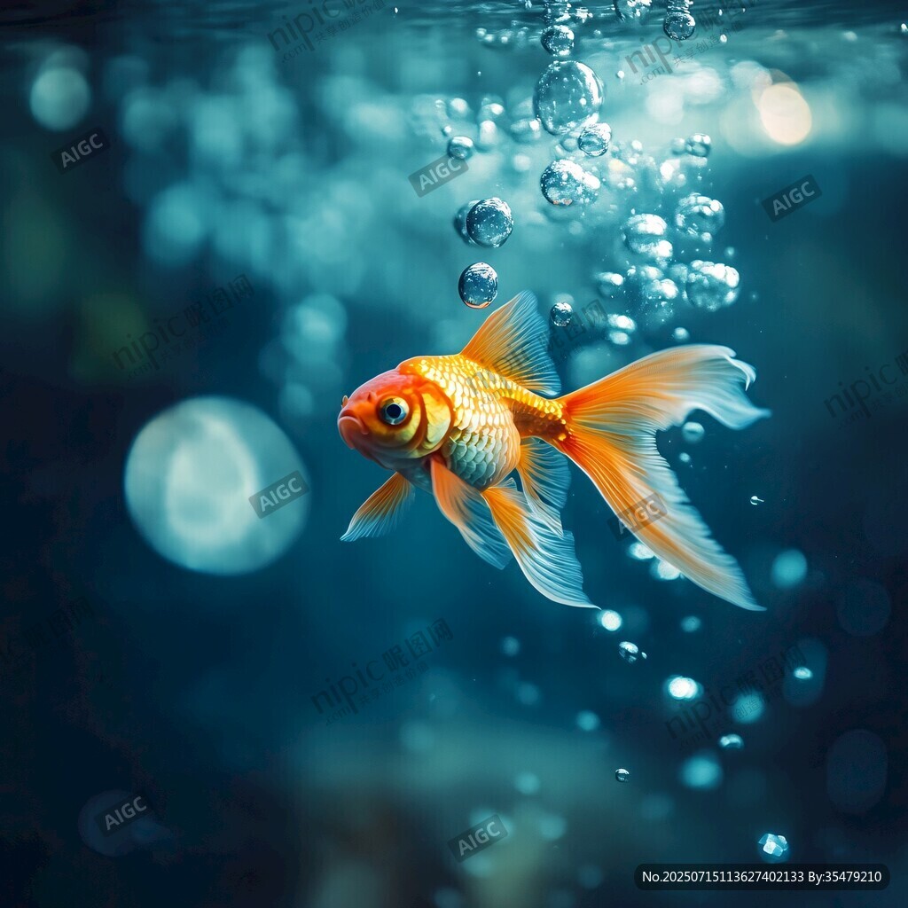 水中暢游的美麗金魚
