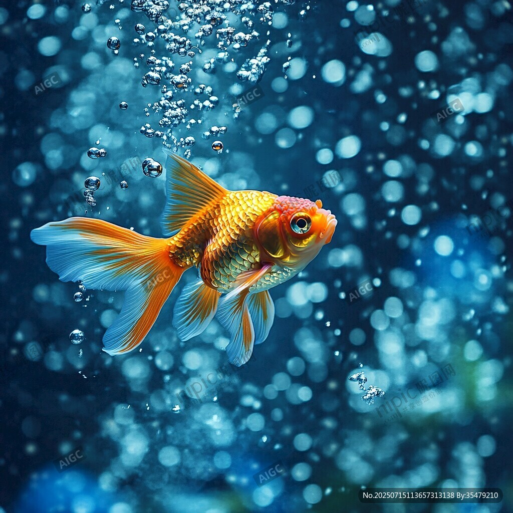 金魚暢游于夢(mèng)幻水泡之中