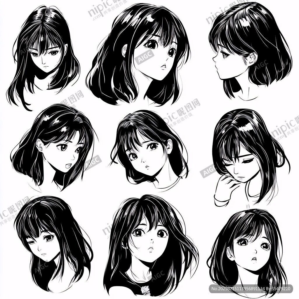 多款動(dòng)漫女孩發(fā)型設(shè)計(jì)圖
