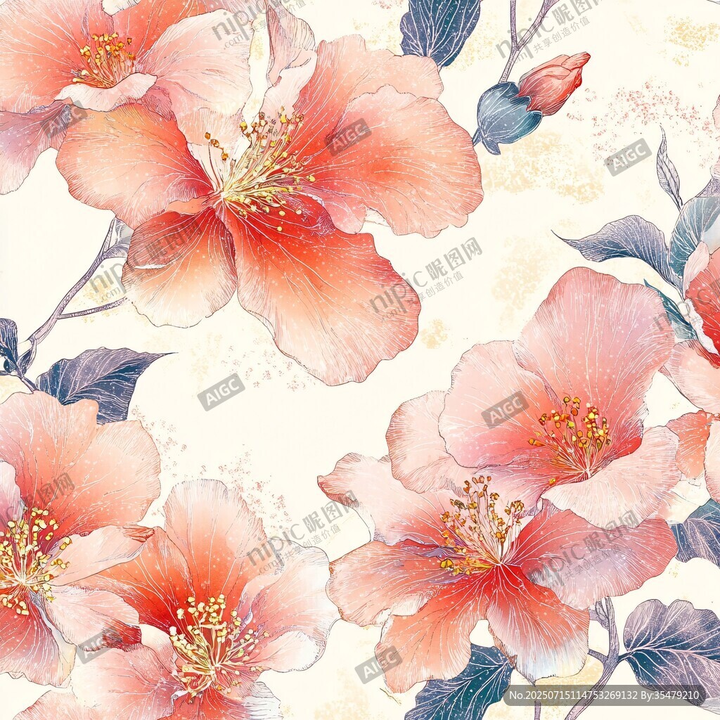 水彩花卉圖案 柔美浪漫風(fēng)