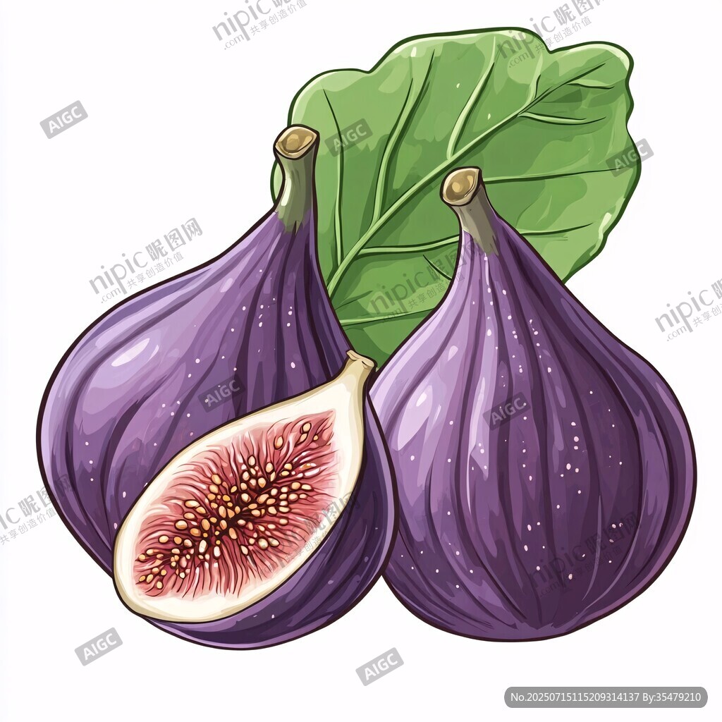 新鮮紫無花果插畫