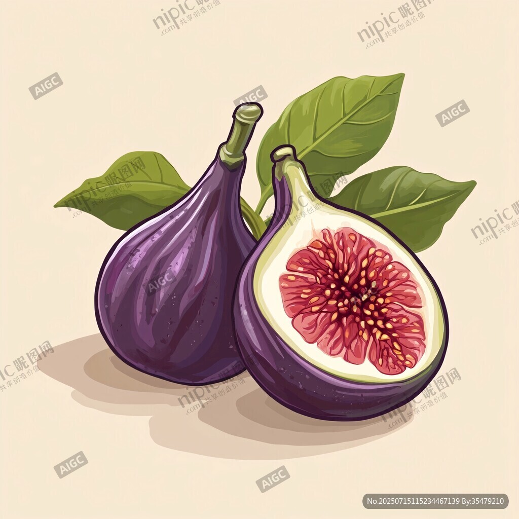 手繪無(wú)花果插畫(huà)展示