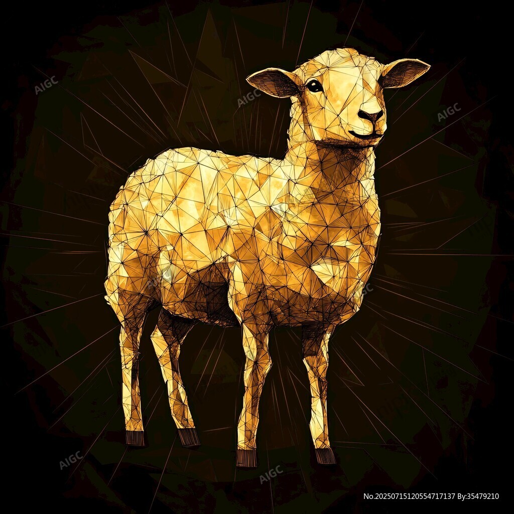 金色多邊形風(fēng)格綿羊插畫