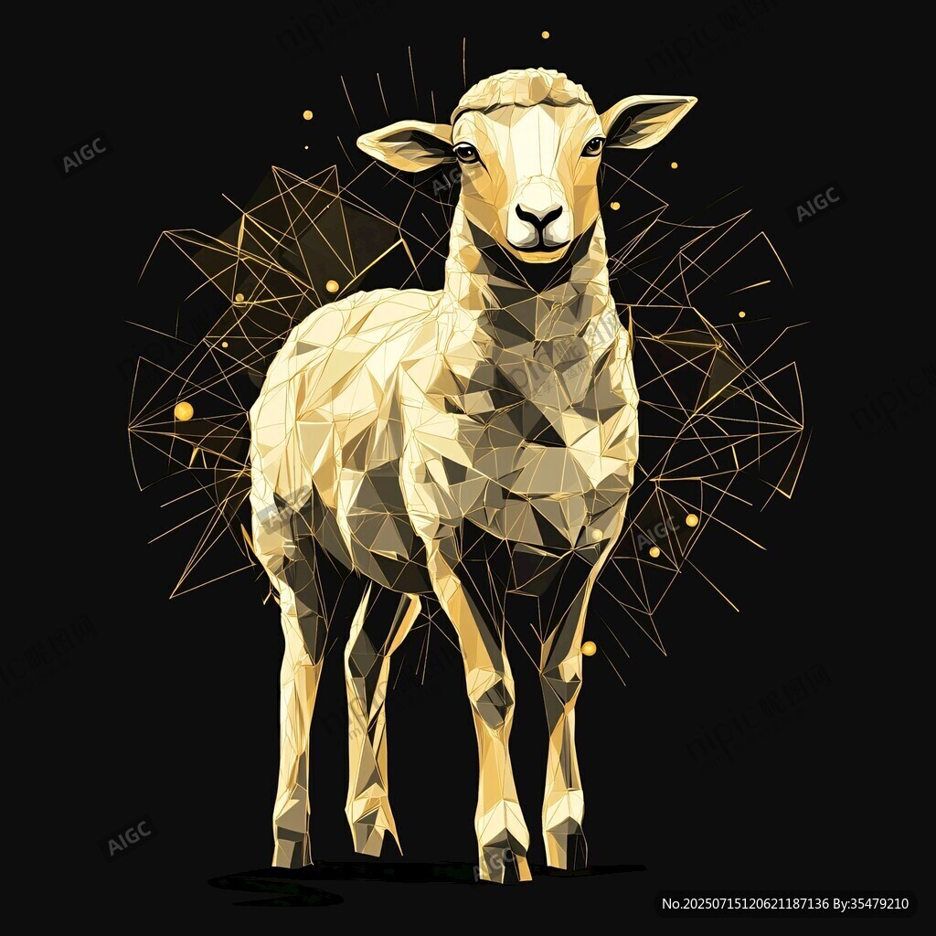 幾何風格綿羊插畫