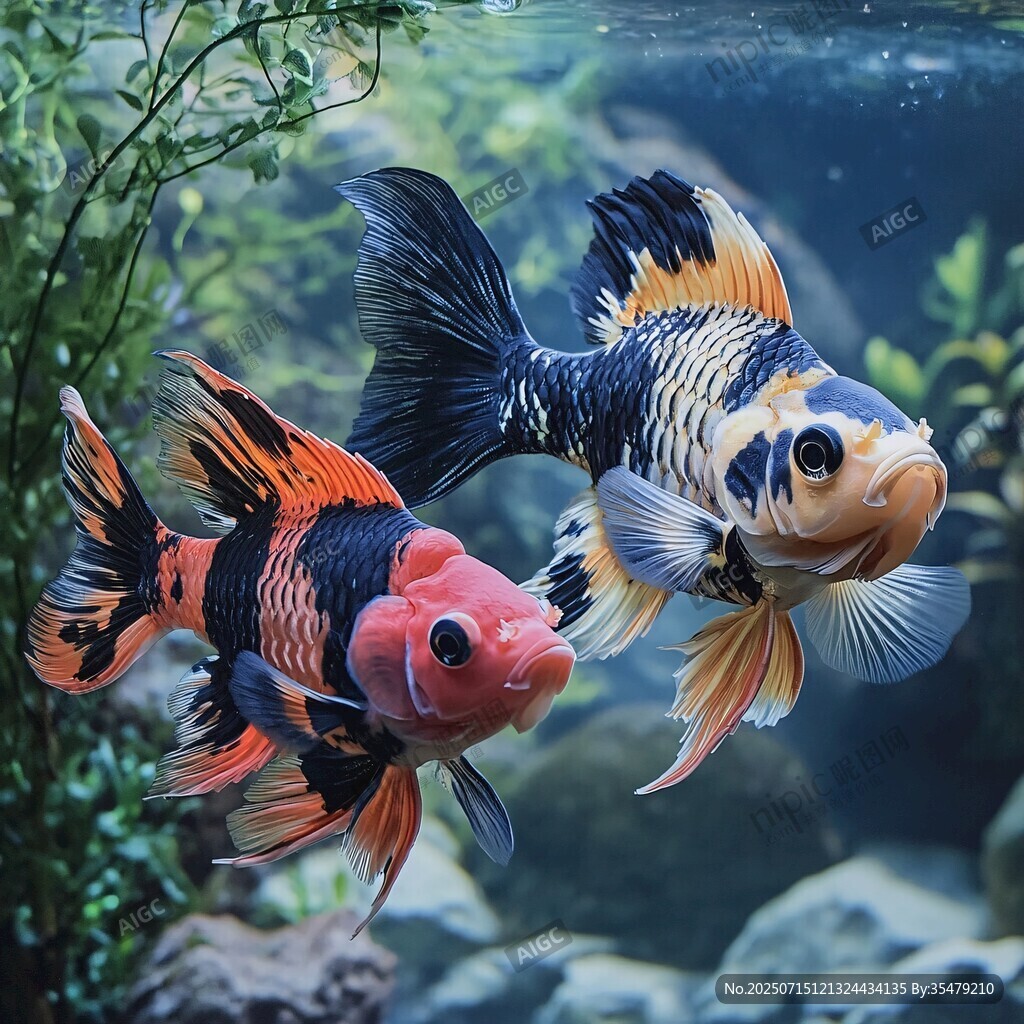 靈動(dòng)金魚(yú)暢游水中世界
