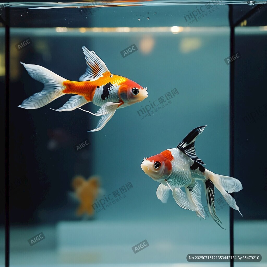 靈動金魚于魚缸中悠游
