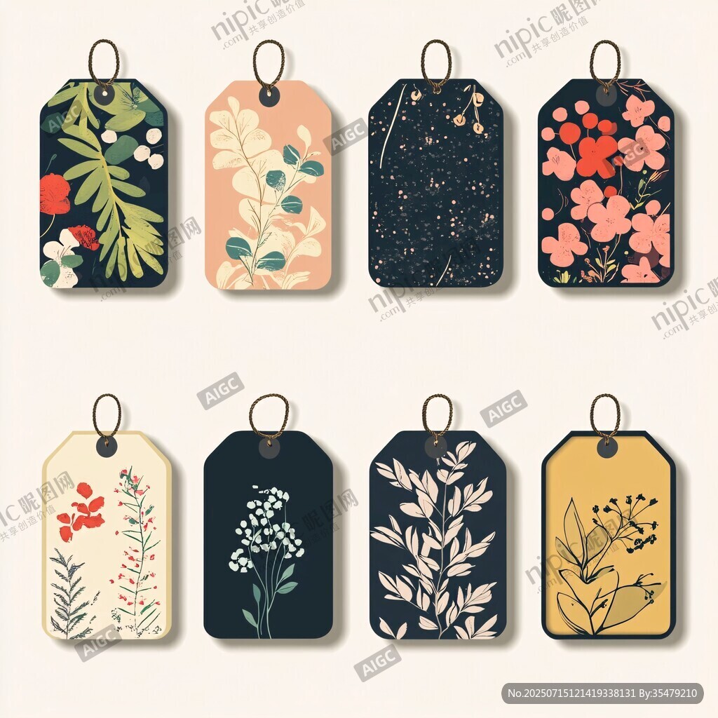 花卉圖案吊牌設計圖