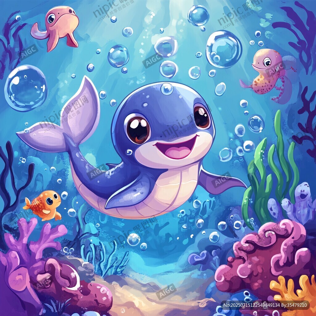 可愛小鯨魚的海底歡樂世界