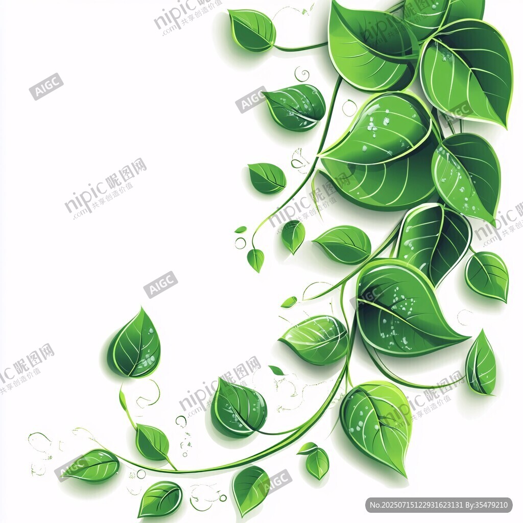 綠葉藤蔓裝飾元素