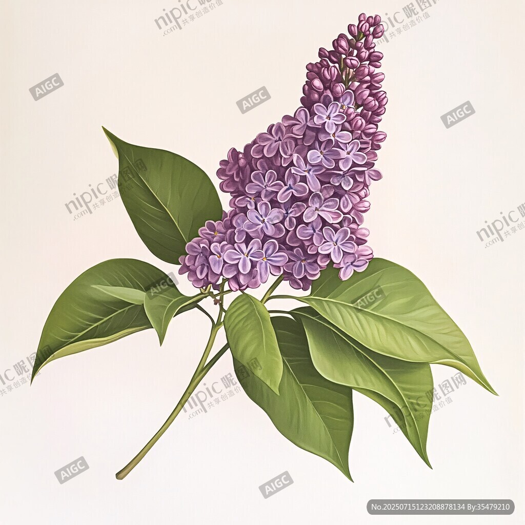 紫色丁香花插畫(huà)