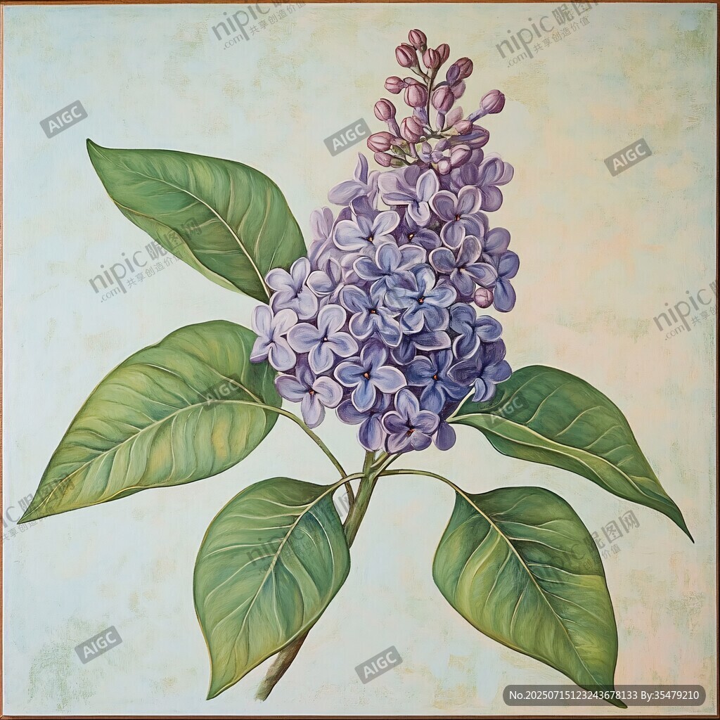 紫丁香花卉特寫插畫
