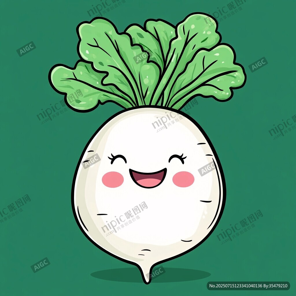 可愛笑臉白蘿卜插畫