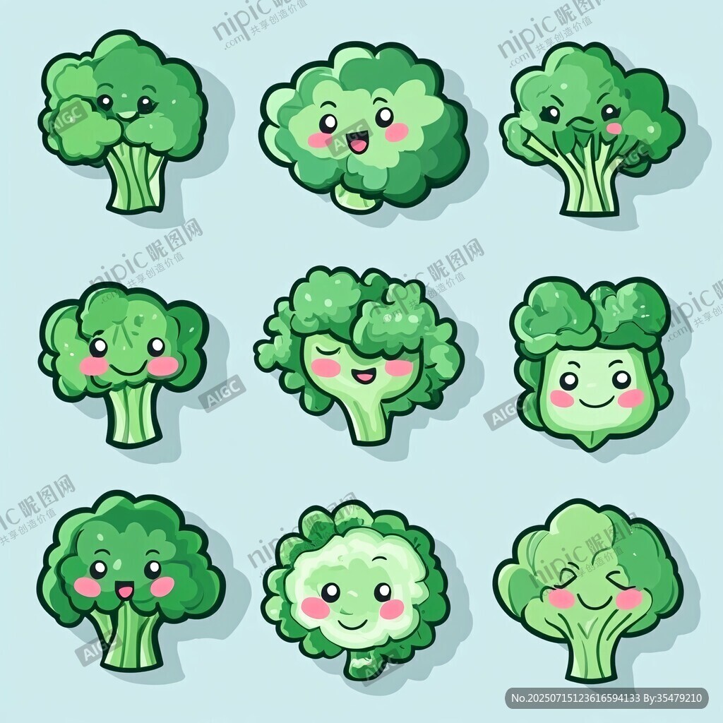 可愛(ài)西蘭花卡通表情集合