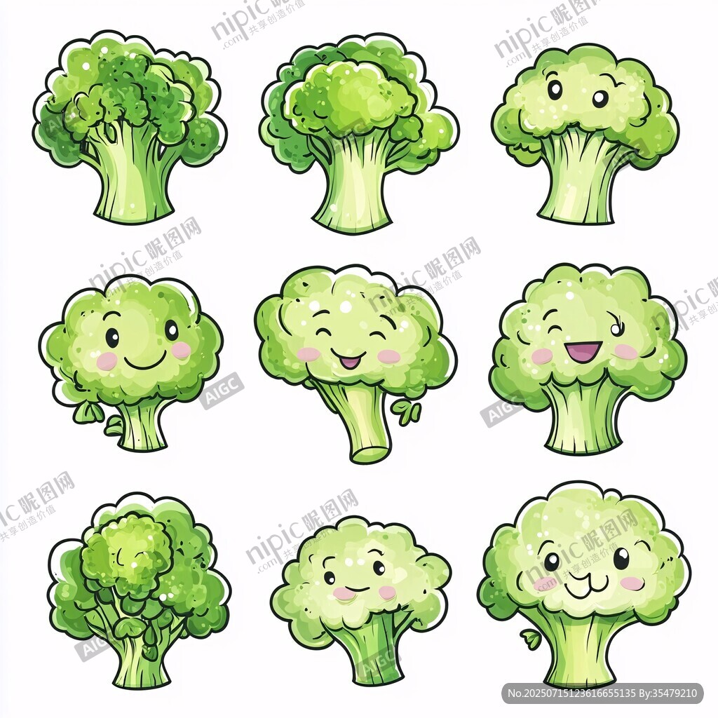 可愛西蘭花卡通形象集合