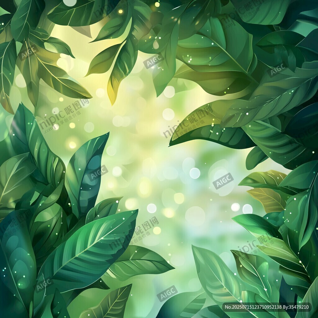 夢(mèng)幻綠葉間的微光景致