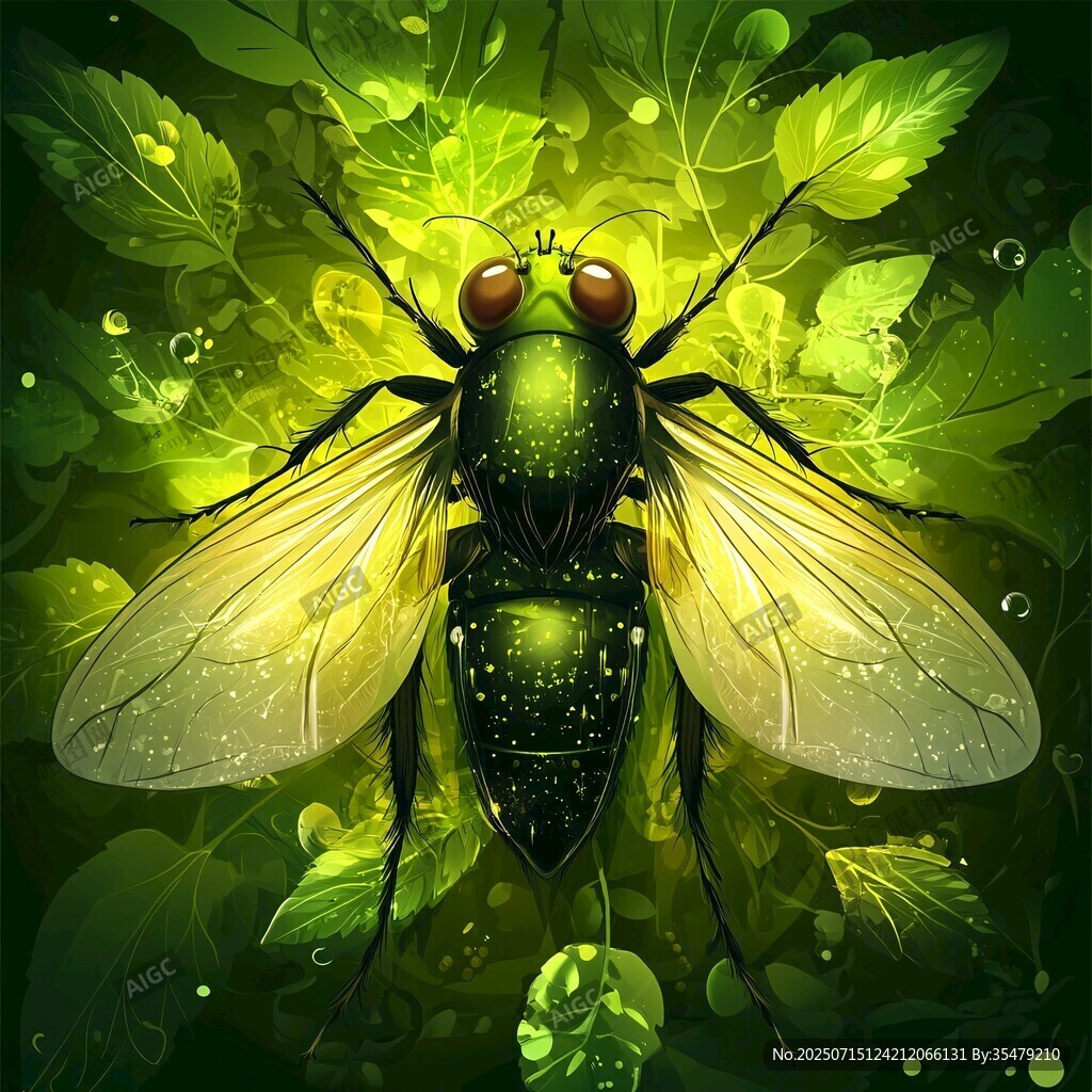 綠色熒光大蒼蠅插畫