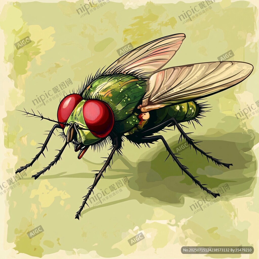 綠色大蒼蠅插畫