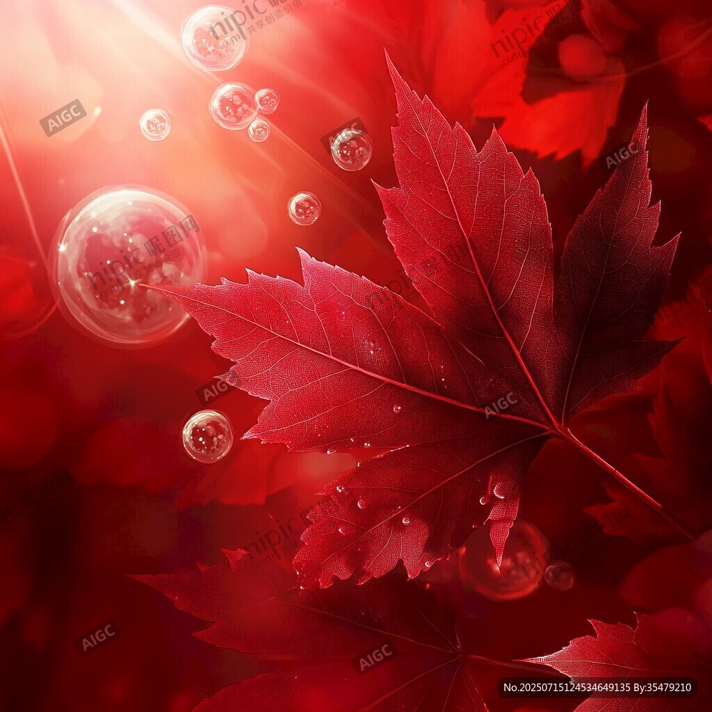 紅楓葉與夢幻泡泡的美景