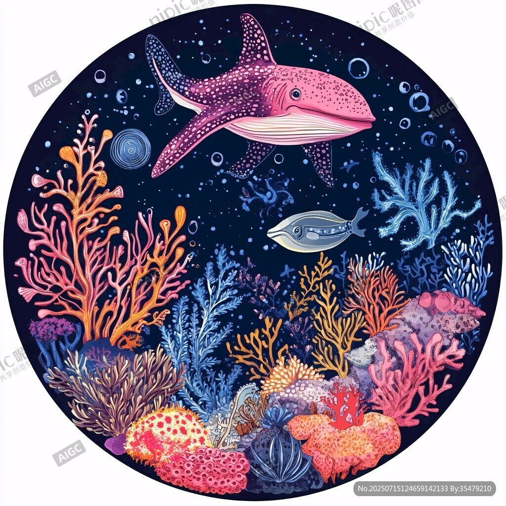 夢幻海底世界中的鯨魚與珊瑚