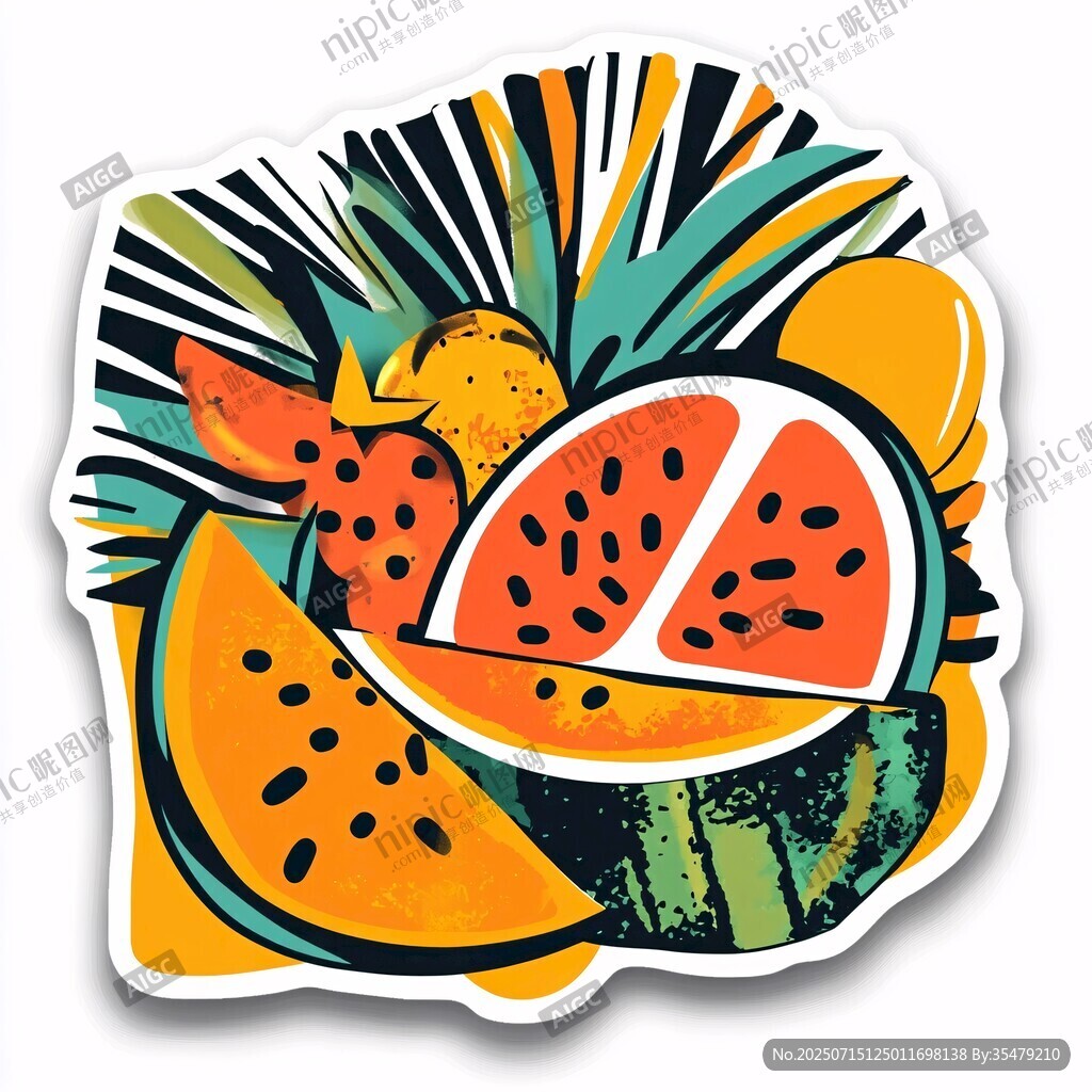 繽紛夏日水果插畫貼紙