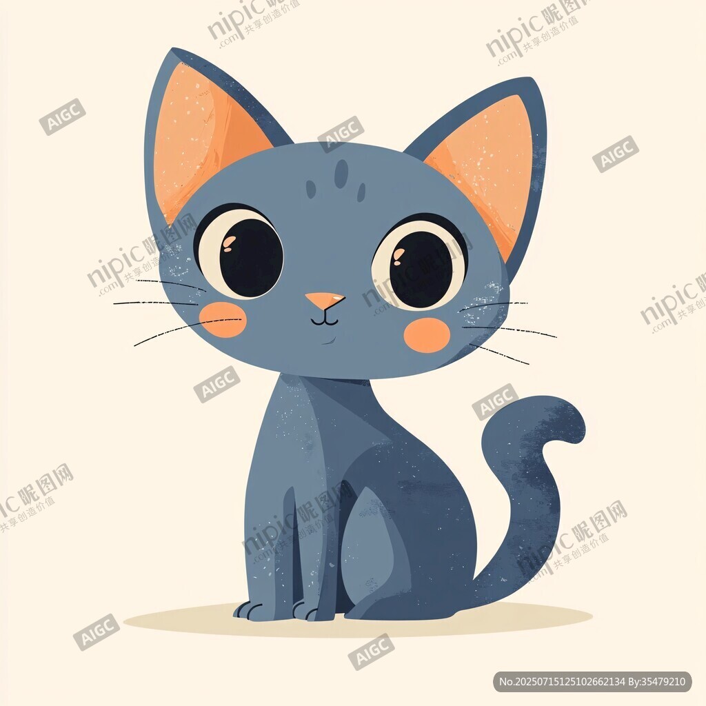 可愛藍貓插畫
