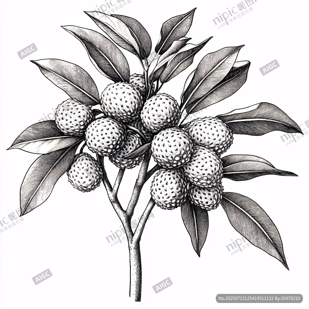 荔枝手繪插畫圖