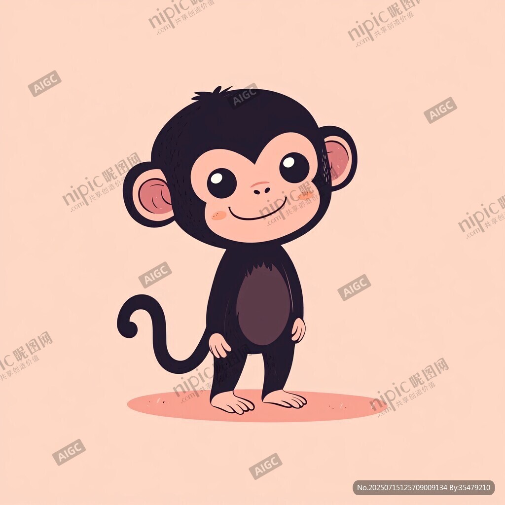 可愛卡通小猴站立形象