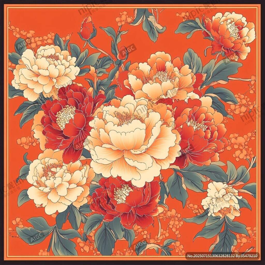 國(guó)色牡丹中式傳統(tǒng)花卉圖