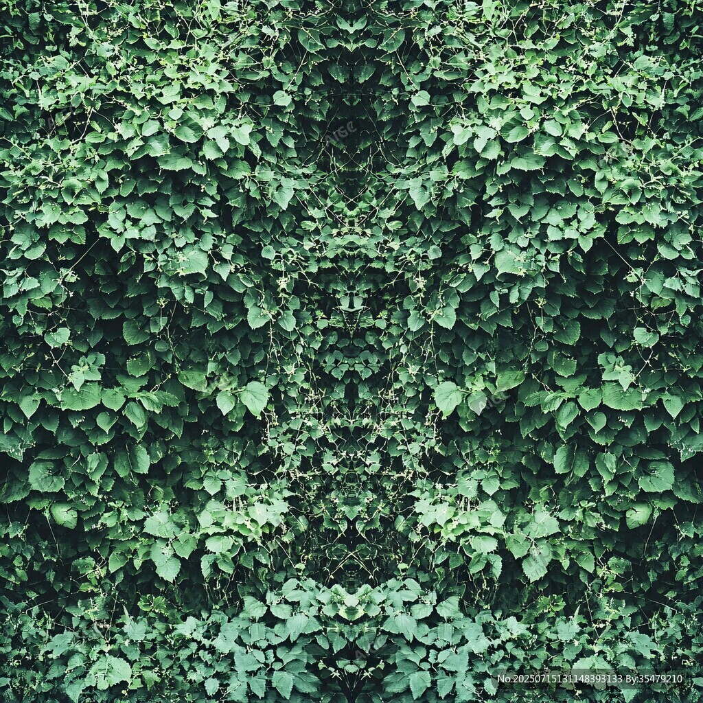 翠綠繁茂的爬藤植物墻