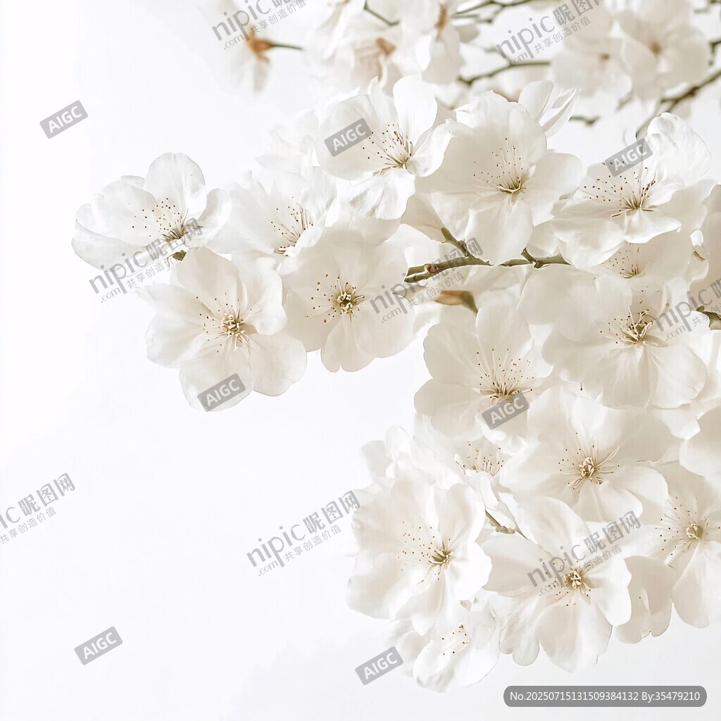 潔白櫻花綻放枝頭