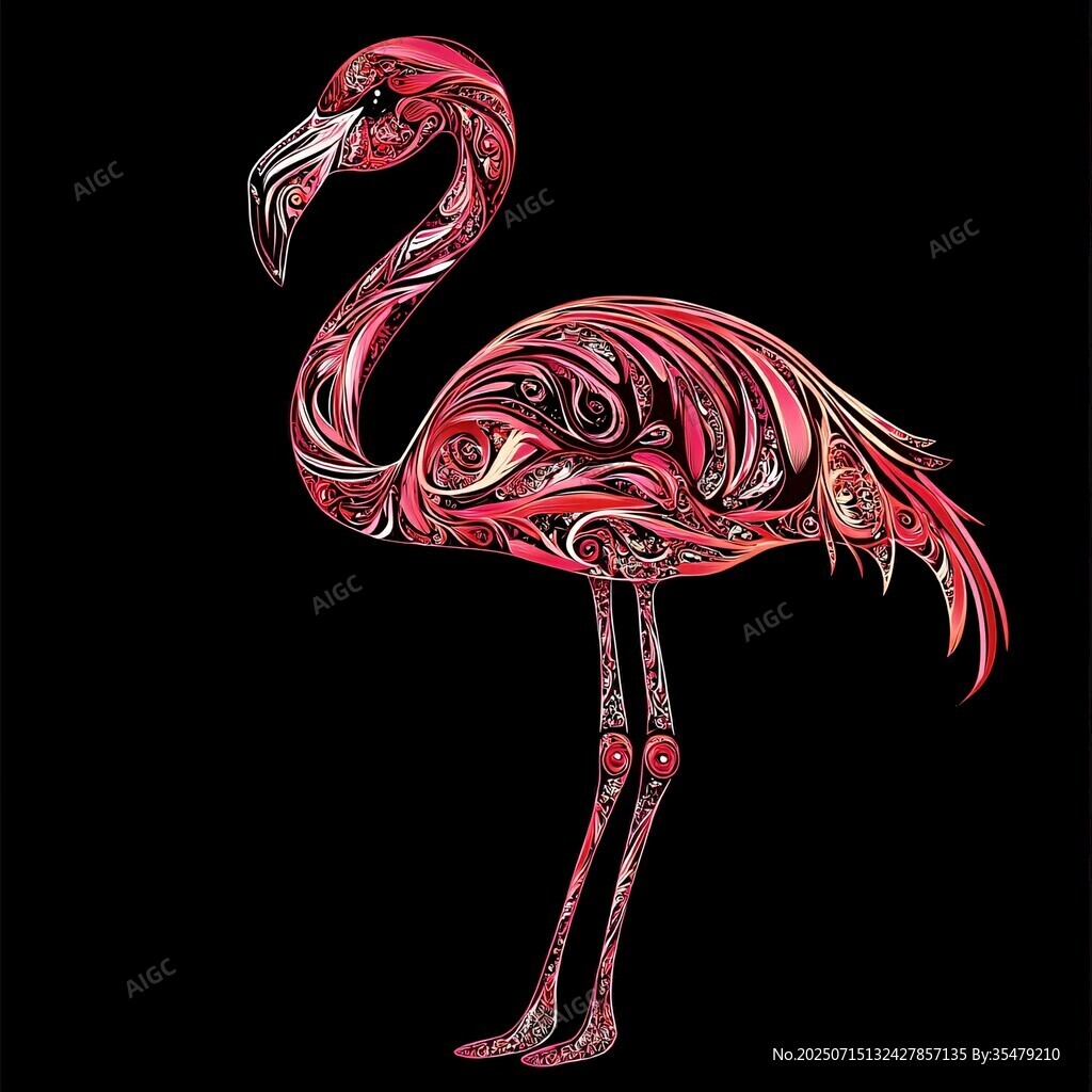 火烈鳥(niǎo) 絢麗花紋的藝術(shù)形象