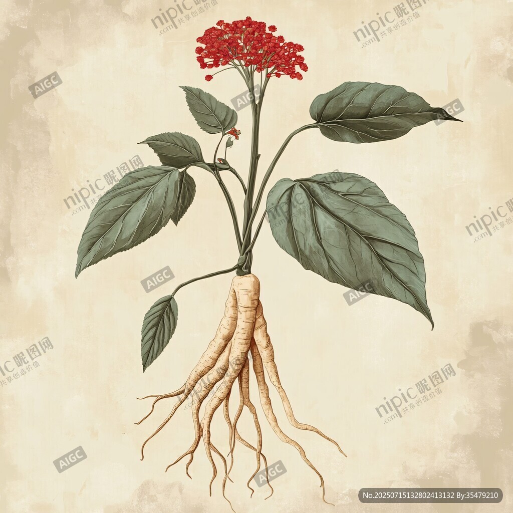 人參植株插畫