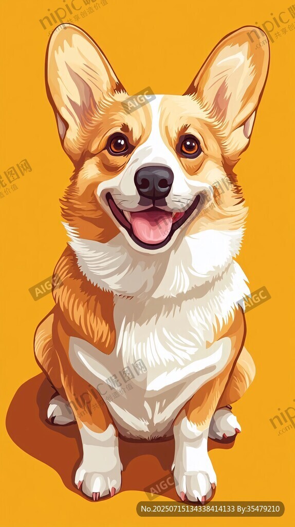 可愛柯基犬插畫