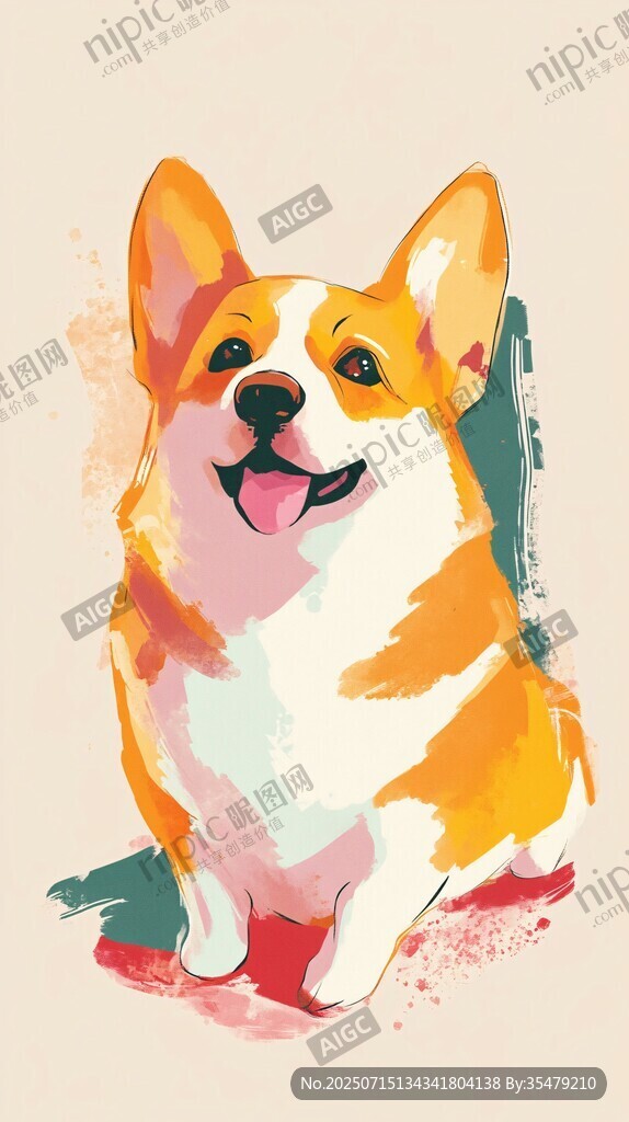 可愛(ài)柯基插畫