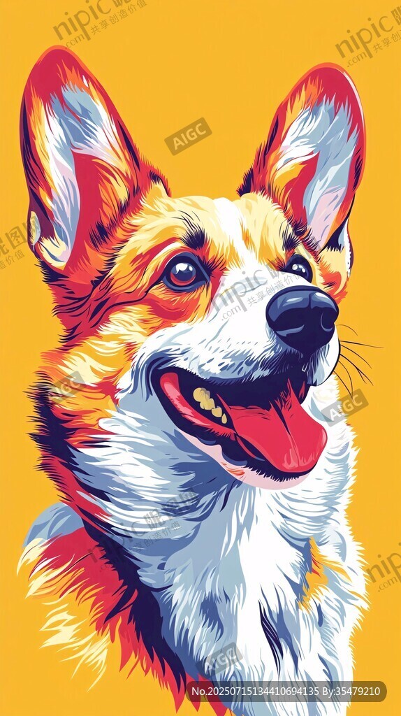 色彩斑斕的可愛柯基犬