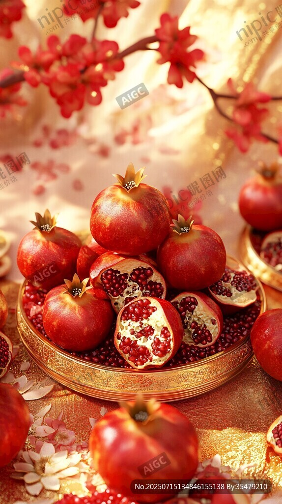 金盤紅石榴 喜慶中式風(fēng)