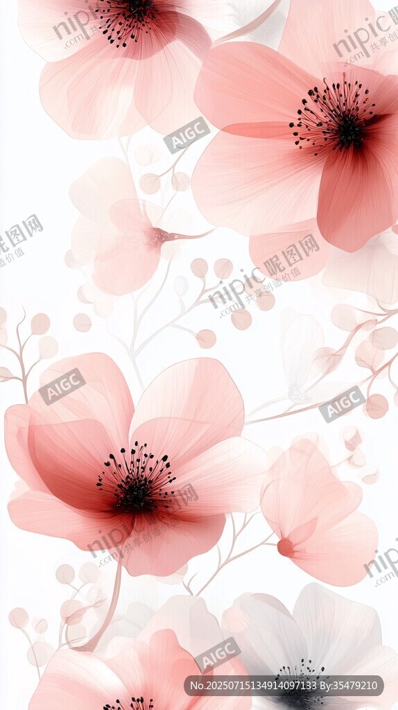 粉色花卉唯美背景圖