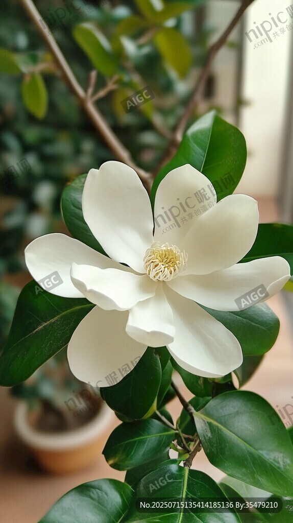 潔白玉蘭花綻放枝頭