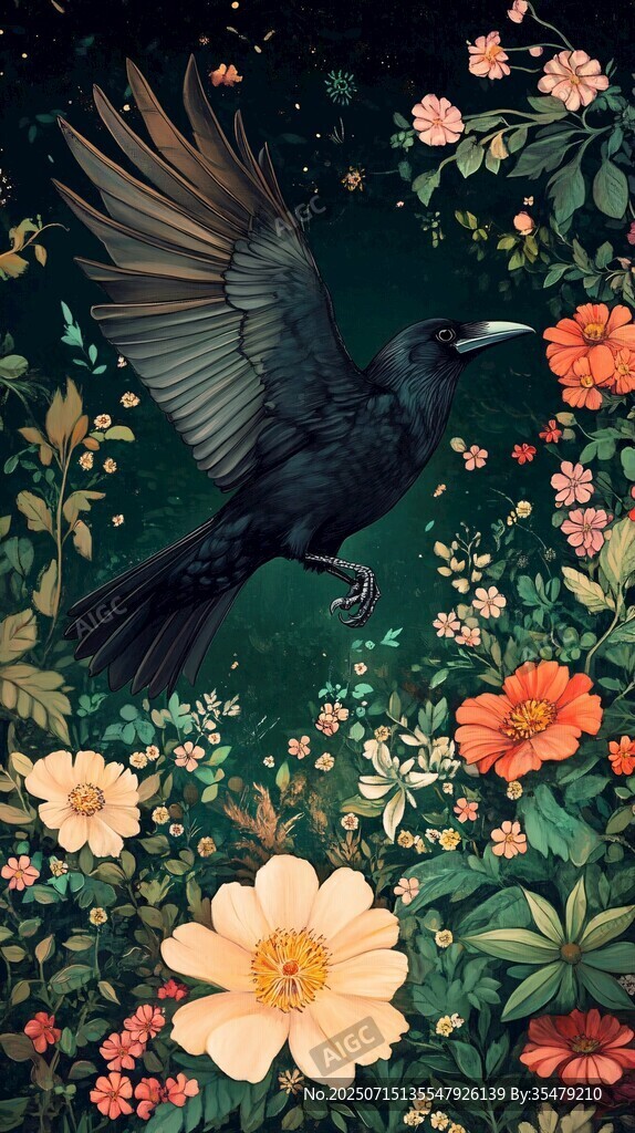 飛鳥穿花圖