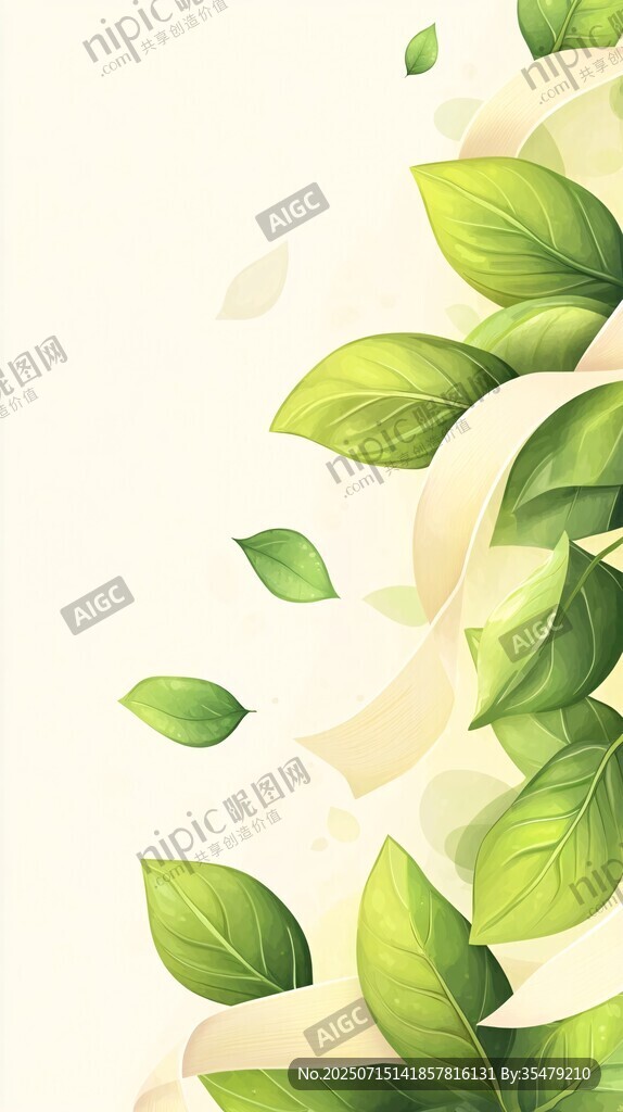 清新綠葉背景圖
